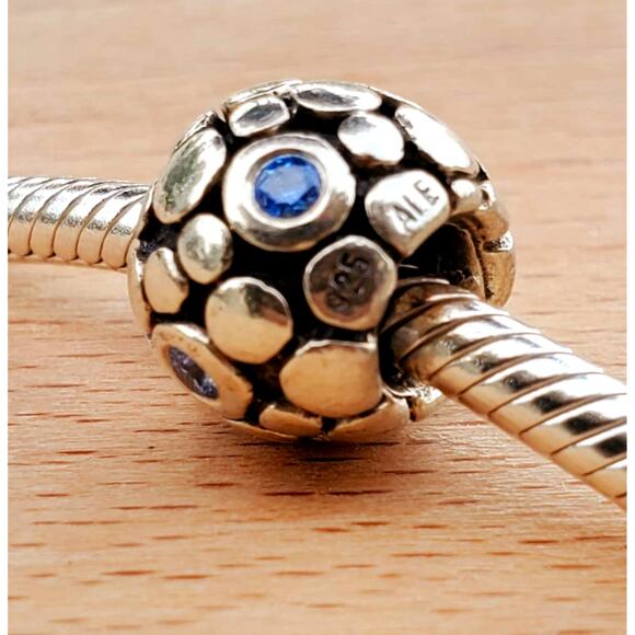 Pandora Blue CZ Bubbles Bead Charm in Sterling Silver 925 - Picture 1 of 3